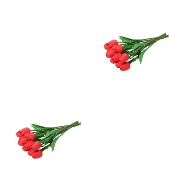 Yuarrent 10 bolsas de ambiente con tulipanes simulados para decoración de sala de estar llena de calidez rojo rojo 2Conjunto