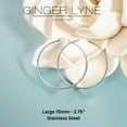 thumbnail image 2 of Large Plain Hoop Earrings for Women Silver Tone Stainless Steel Ginger Lyne Collection, 2 of 6