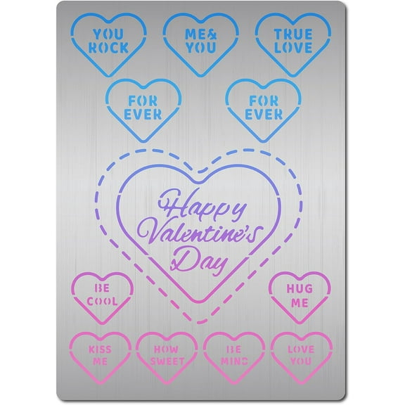 Valentine's Day Metal Stencils Heart Love Drawing Painting Templates Reusable Stainless Steel Stencil