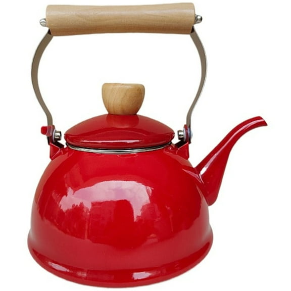 Vintage Enamel Tea Kettle Thickened Enamel Kettle Household Teapot 20x16cm Red