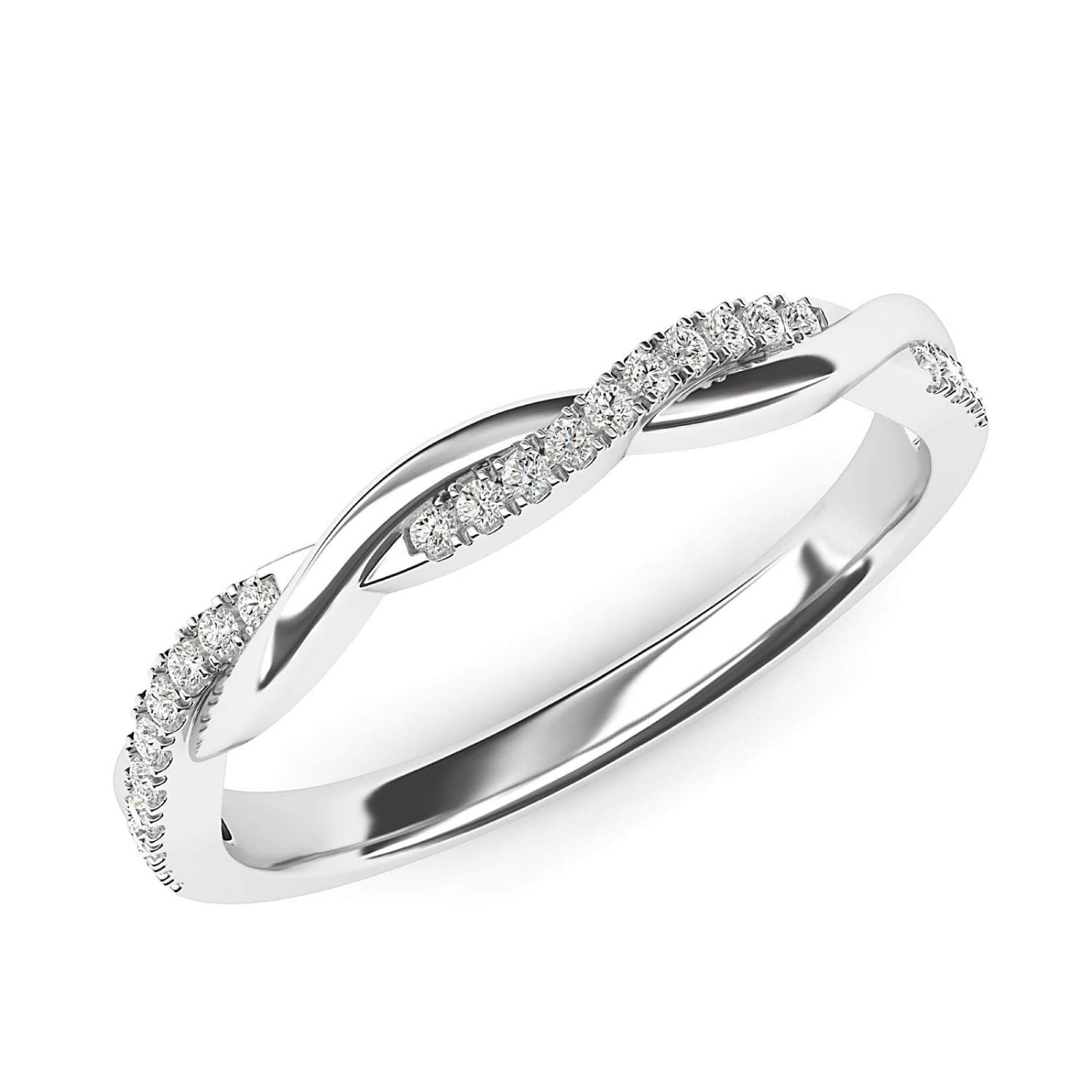 SFTING Half Eternity Twisted Stackable Wedding Ring for Women 925 Sterling Silver Zirconia Size 7