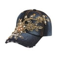 thumbnail image 2 of BRDFRL Bling Women Baseball Cap Flower Snapback Rhinestone Sun Hats Adjustable Denim Jeans Hat, 2 of 5