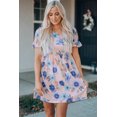 thumbnail image 4 of ABPHQTO Vestido floral de manga corta con volantes rosa para mujer, 4 of 5