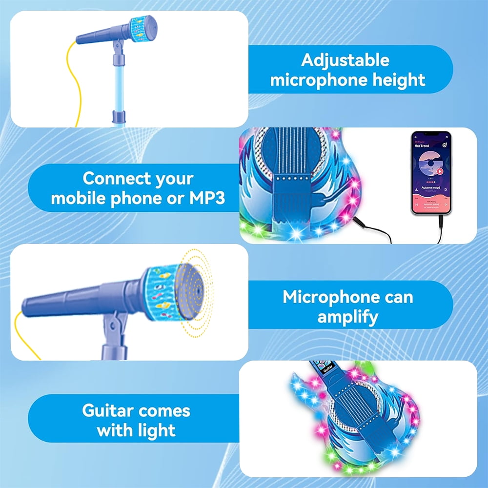 Style-Carry Musical Instrument Toy for Toddlers, Guitar Toys for Boy 4-8 Years, Pretend Play Microphone Toys,Gifts Toys for Boys 3-6 Years