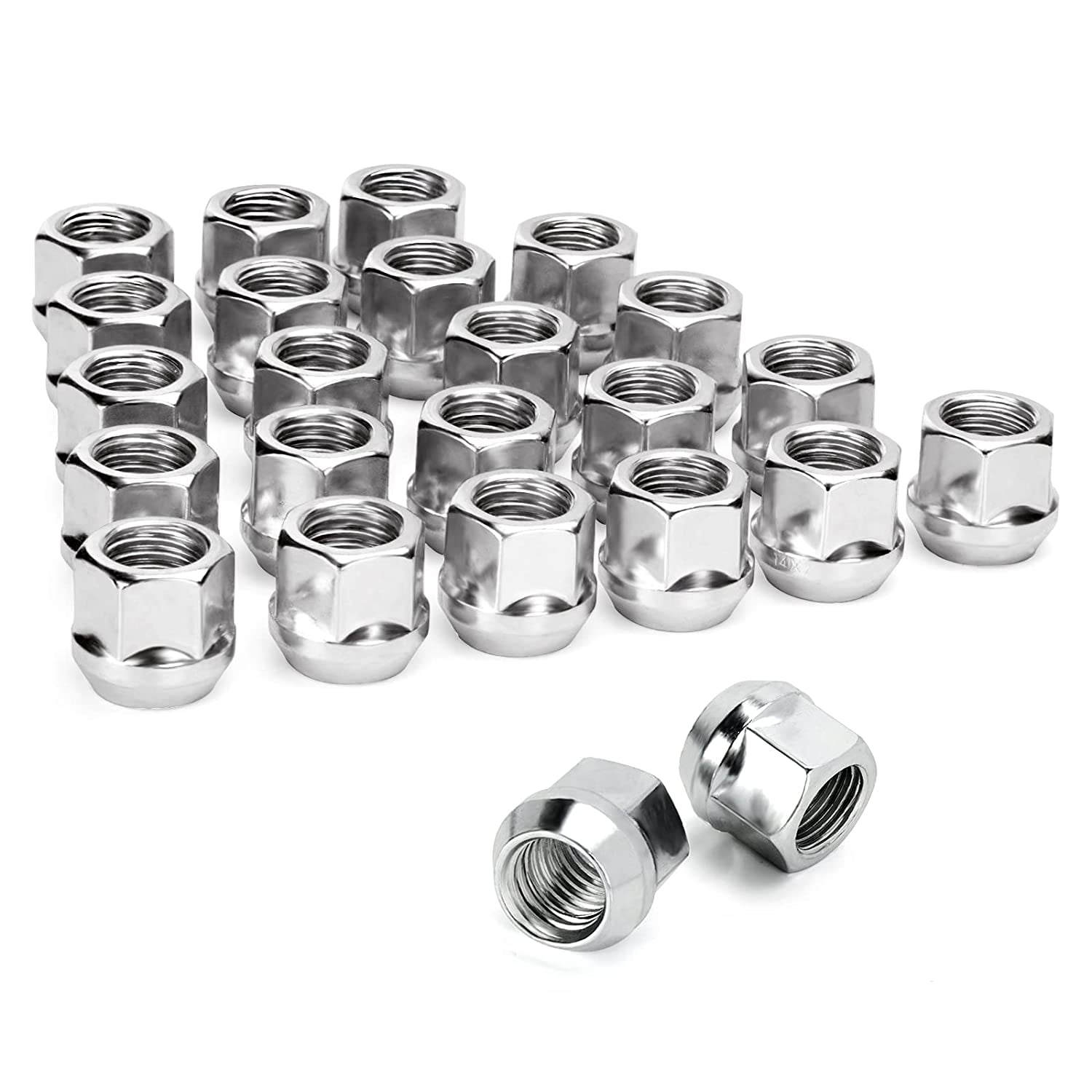 6 pc 12 x 1.5 Dual Thread Open Lug Nut Wheel 19mm Hex Chevy Ford Factory Style 6 pc 12 x 1.5 Dual Thread Open Lug Nut Wheel 19mm Hex Chevy Ford Factory Style