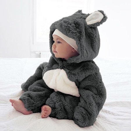 

Baby clothes for girls Infant Baby Boys Girls Long Sleeve Fleece Rabbit Ears Hooded Romper Jumpsuit Fragarn