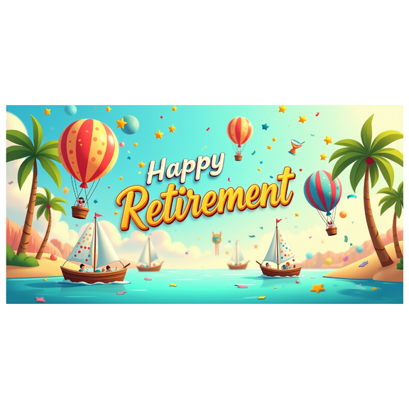 Beach Themed Happy Retirement Backdrop Banner Party Decorations for Retirement Parties Photography Props Retirement Celebrations