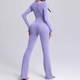 thumbnail image 5 of Kaemgyyd Women Long Sleeve Yoga Jumpsuits Stretch Square Collar Workout Flare Pants Romper Fashion Slim Bodycon One-Piece Outfit, 5 of 6