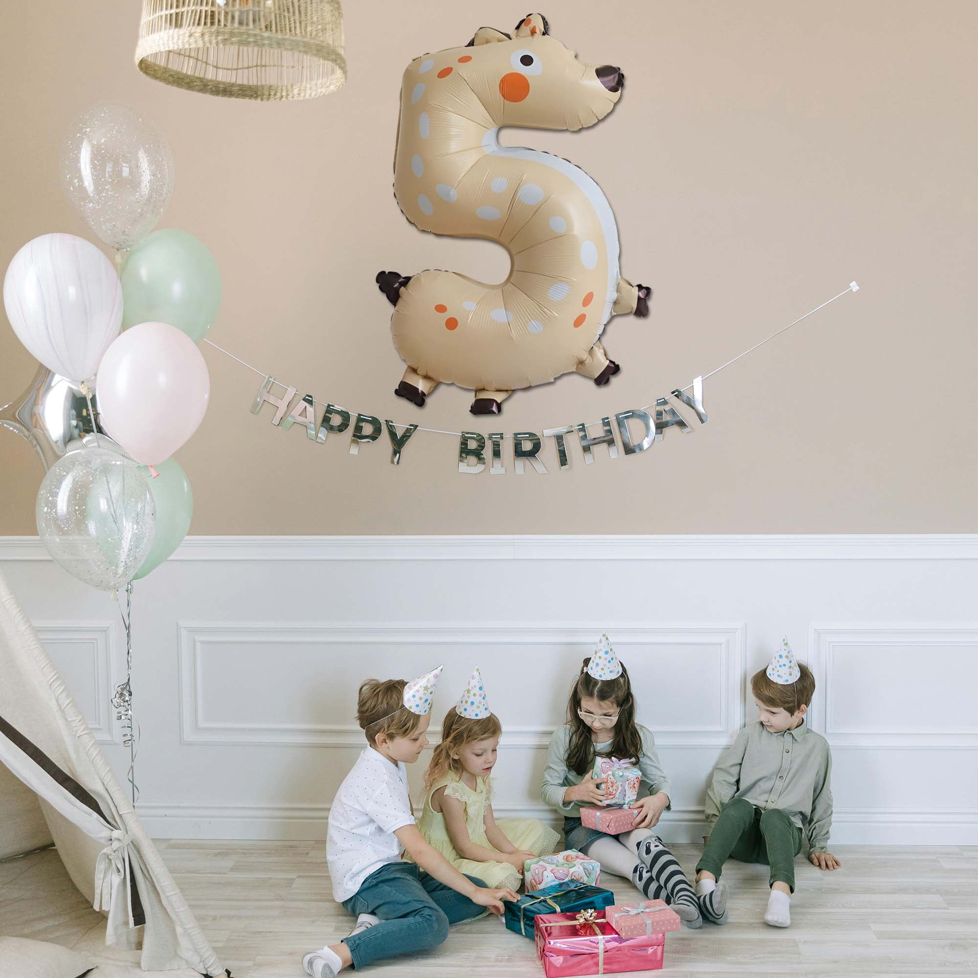 Unique Bargains Animal Print Balloon Foil Number Balloons Multicolor Number 1