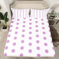 thumbnail image 2 of Manfei Romantic French Dots Bed Sheets,Geometric Circles King Sheets,Purple White Sheet Set For Girly,Microfiber Bedroom Decor,4 Pieces, 2 of 7