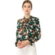 thumbnail image 1 of Blusa con cuello en V y lazo floral para mujer, camisa de manga larga con volantes y trompeta vintage, top Verde L, 1 of 6