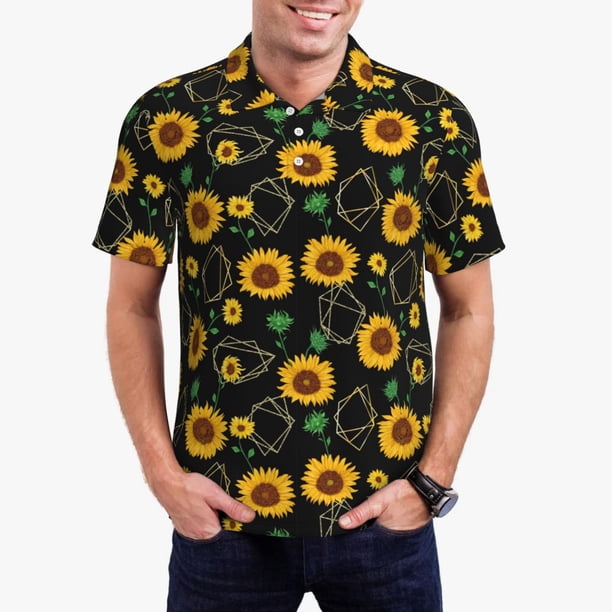 Balery Flower (2) Camisa Polo de Hombre con Estampado, de Manga Corta y Tejido Medio, Camisa Tipo Golf Polo-Medium