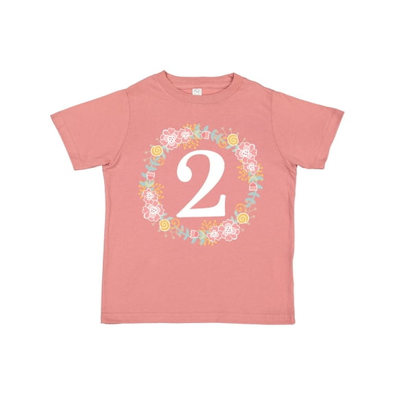 Inktastic 2nd Birthday Rose Wreath 2 Year Old Girl Girls Toddler T-Shirt
