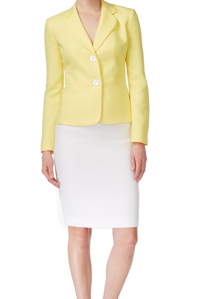 Le Suit Le Suit NEW Yellow Women's Size 8 Textured Knit Colorblock