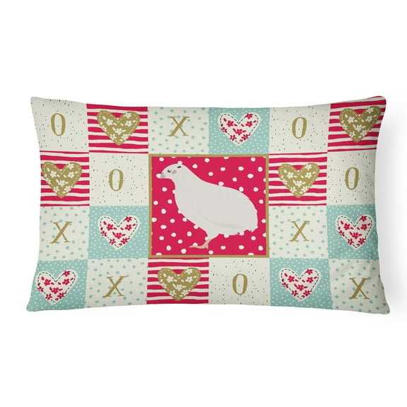 Carolines Treasures CK5384PW1216 Texas Quail Love Canvas Fabric Decorative Pillow, Red, 12H x16W, multicolor