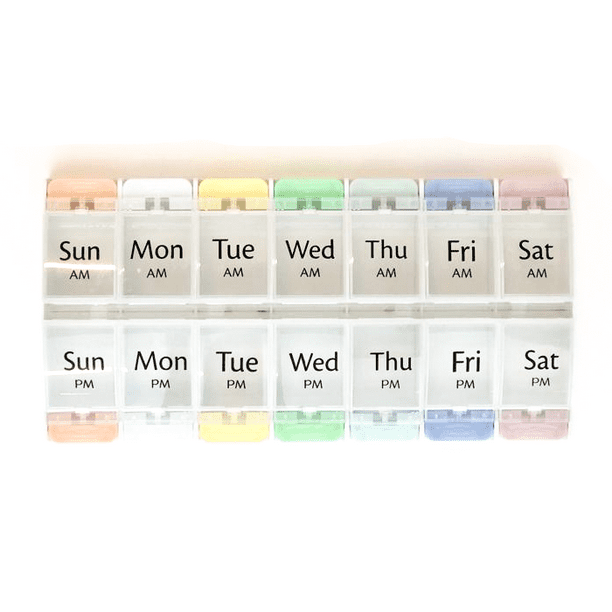 Capsuline XL AM/PM 7Day Push Button Pill Planner Organizer Walmart