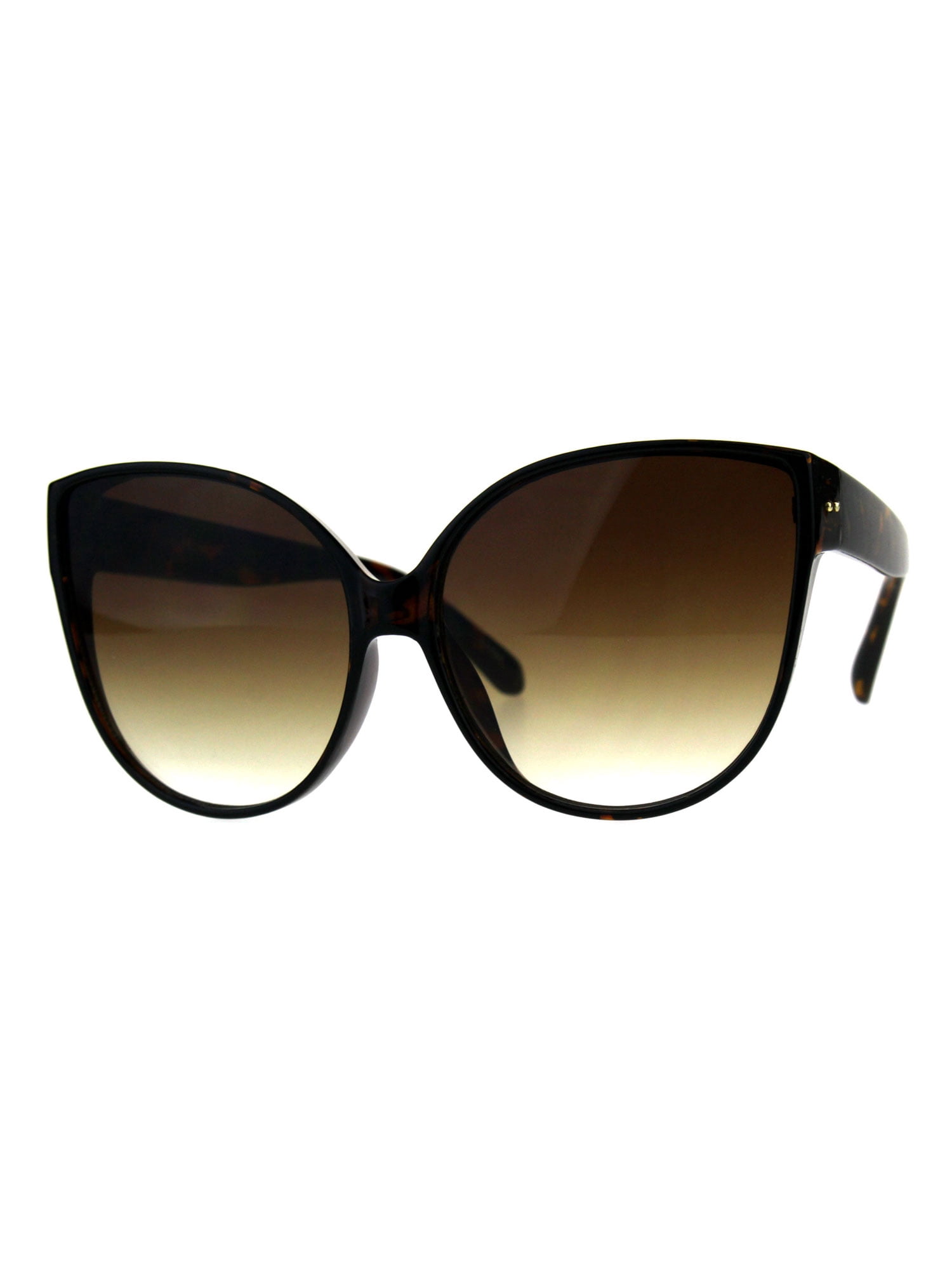 Womens Oversize Plastic Cat Eye Mod Diva Sunglasses Tortoise Brown