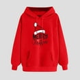 thumbnail image 1 of Hauts pour Femmes en Liquidation, Haut de Noël à Petit Imprimé avec Poche, Manches Longues, Sweat à Capuche en Polyester pour Femmes, 1 of 3