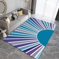 Abstract Blue Purple Gradient Sun Stripes Area Rugs, MidCentury