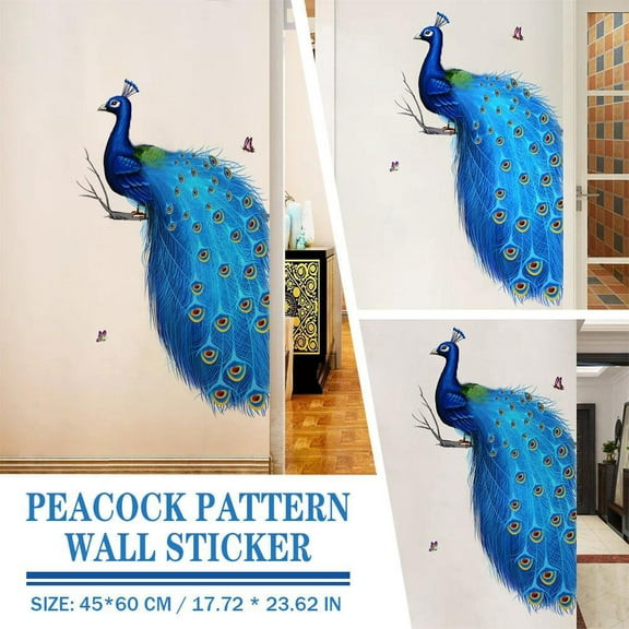 HPDL Peacock Pattern Wall Sticker Wall Art Decal For Home Decor Adhesive Self
