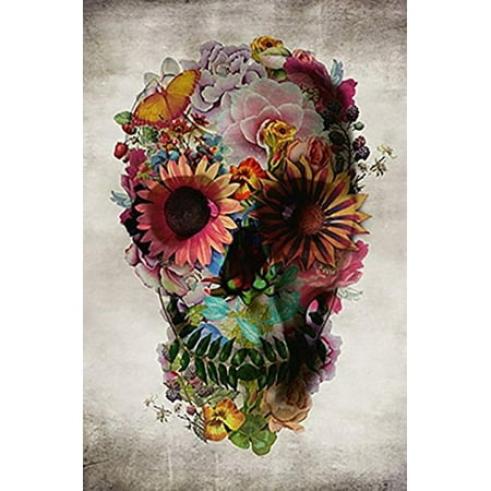 Flower Skull by Ali Gulec 36x24 Pop Art Print Poster Day of the