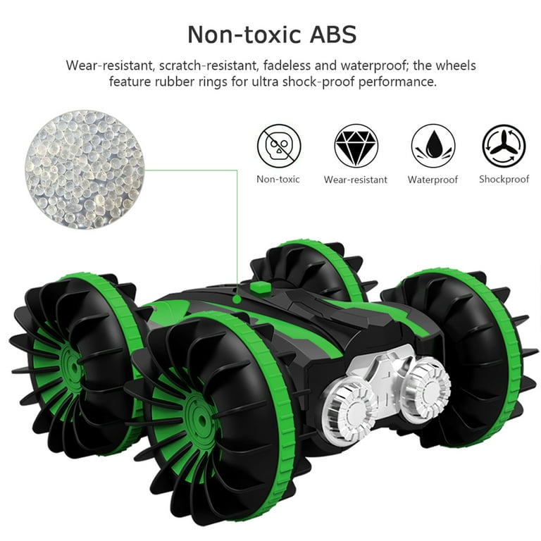 ALLCACA Mini RC Stunt Car Remote Control Car 4WD Amphibious 2.4GHz Double Sided 360 Rotating for Kids