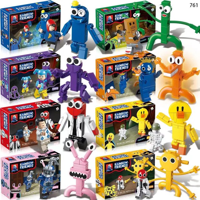 Bloques de construcción de amigos del arcoíris de Roblox, modelo divertido para armar, juguete navideño para niños
