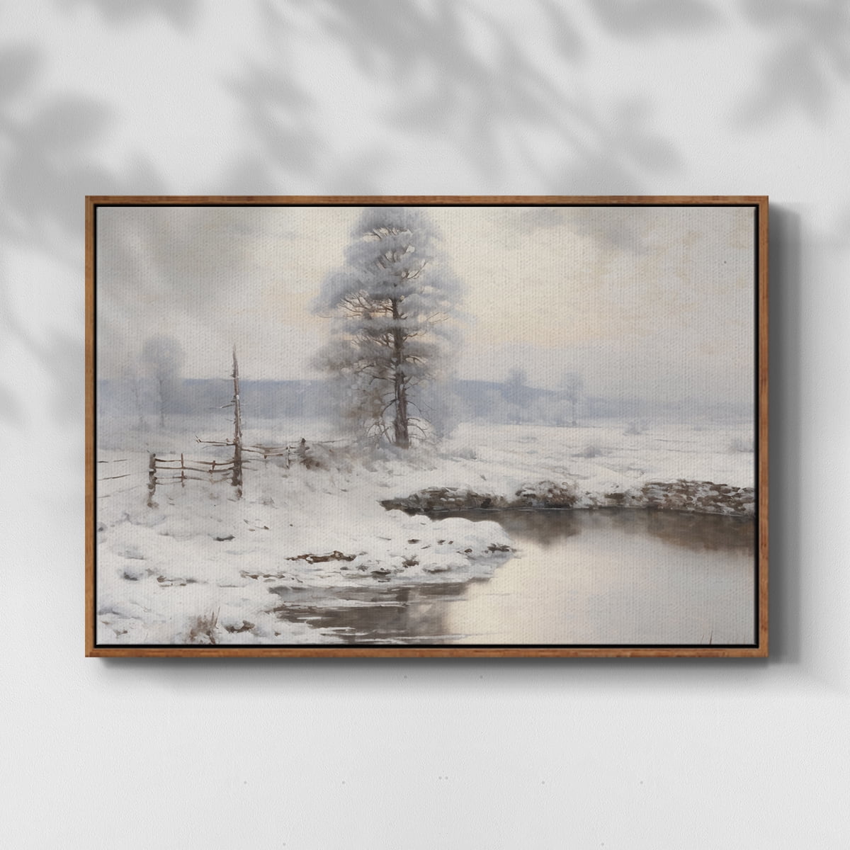 Vintage Landscape-XVI By Wexford Home Framed in Walnut Wood Gallery Wrapped Canvas 25 in. x 37 in.