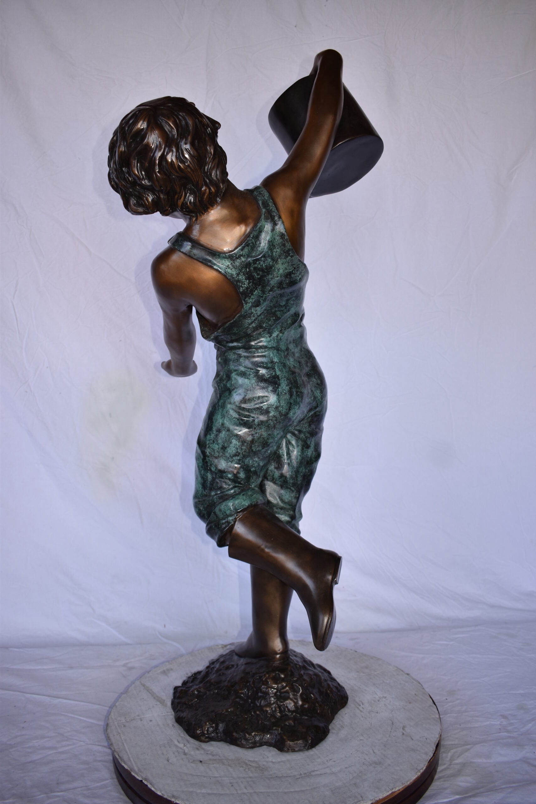 Nifao Standing Boy with Watering Can Outdoor Fountain Statue, Bronze Garden Water Feature Sculpture for Patio & Yard – Outdoor Garden Decor Sculpture, 24"L x 22"W x 48"H