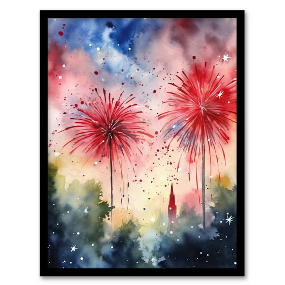 4th July Independence Day Fireworks USA Art Print Framed Poster Wall Decor 12x16 inch