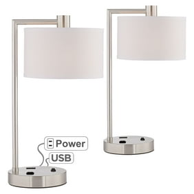 Possini Euro Design Modern Table Lamps Set Of 2 With Usb Port Led