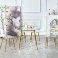 thumbnail image 3 of Golden Metal Legs Table With 40 Inch Diameter Mirrored Glass Tabletop Dining Transparent Top, 3 of 6