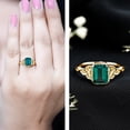 thumbnail image 3 of Created Emerald Solitaire Ring with Diamond for Women - Celtic Knot Ring (1.6 Carat), 14K Yellow Gold, US 13.00, 3 of 8