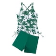 thumbnail image 5 of zaveiop Women’s Two Piece Tankini Swimsuit with U Neck Adjustable Straps and Swim Shorts for Modest Family Beach Vacation (Green05, M), 5 of 8