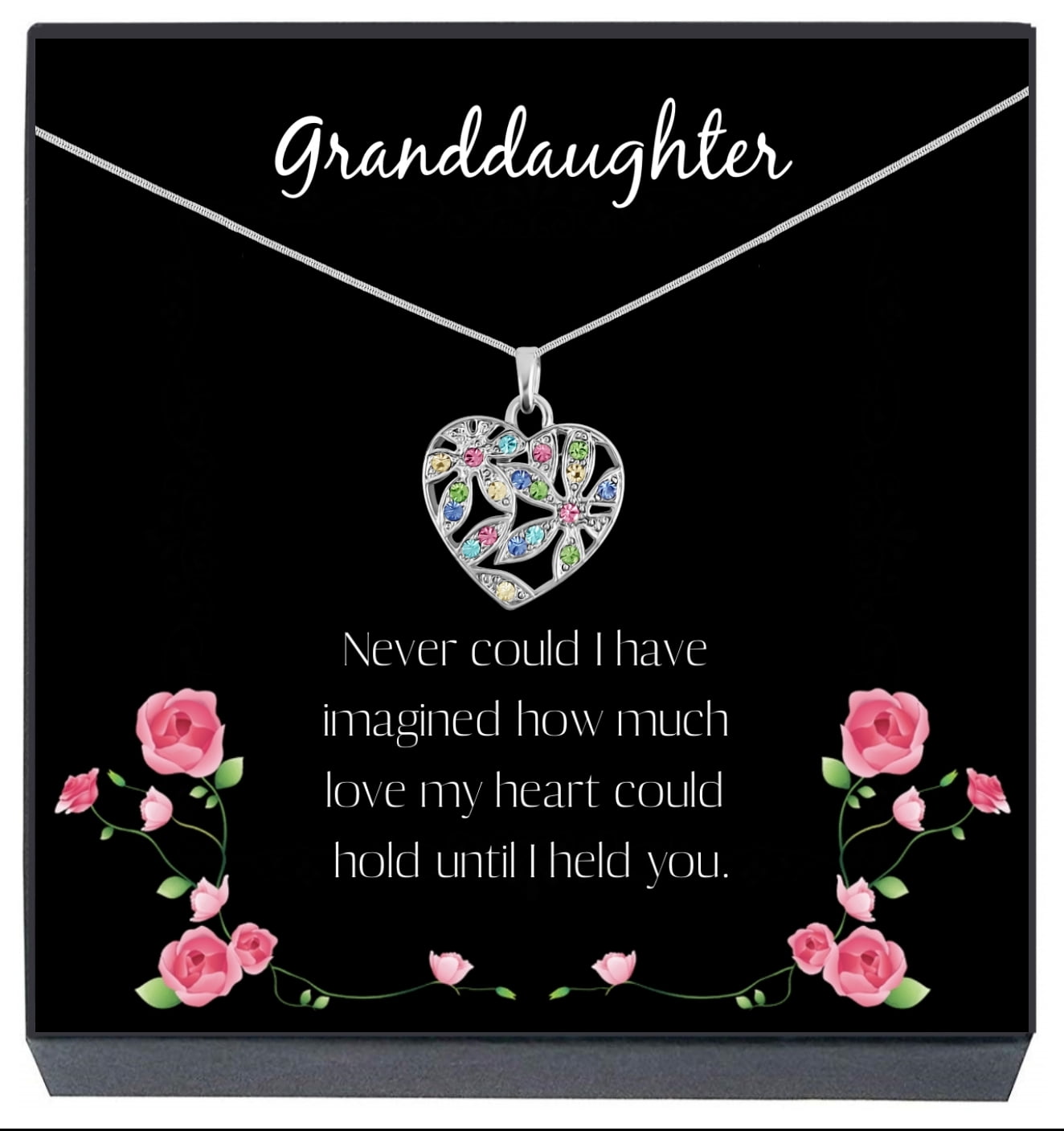 SheridanStar Granddaughter Jewelry Flower Heart Necklace for Girls