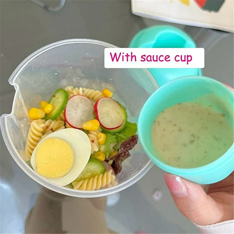 Salad Cup, Salad Meal Shaker Cup, Plastic Healthy Salad Container Wih Fork,  Double-layered Salad Cup, Salad Dressing Holder, Salad Cup For Picnic Lunch  Breakfast, Salad Cup With Lid, Portable Salad Cup For