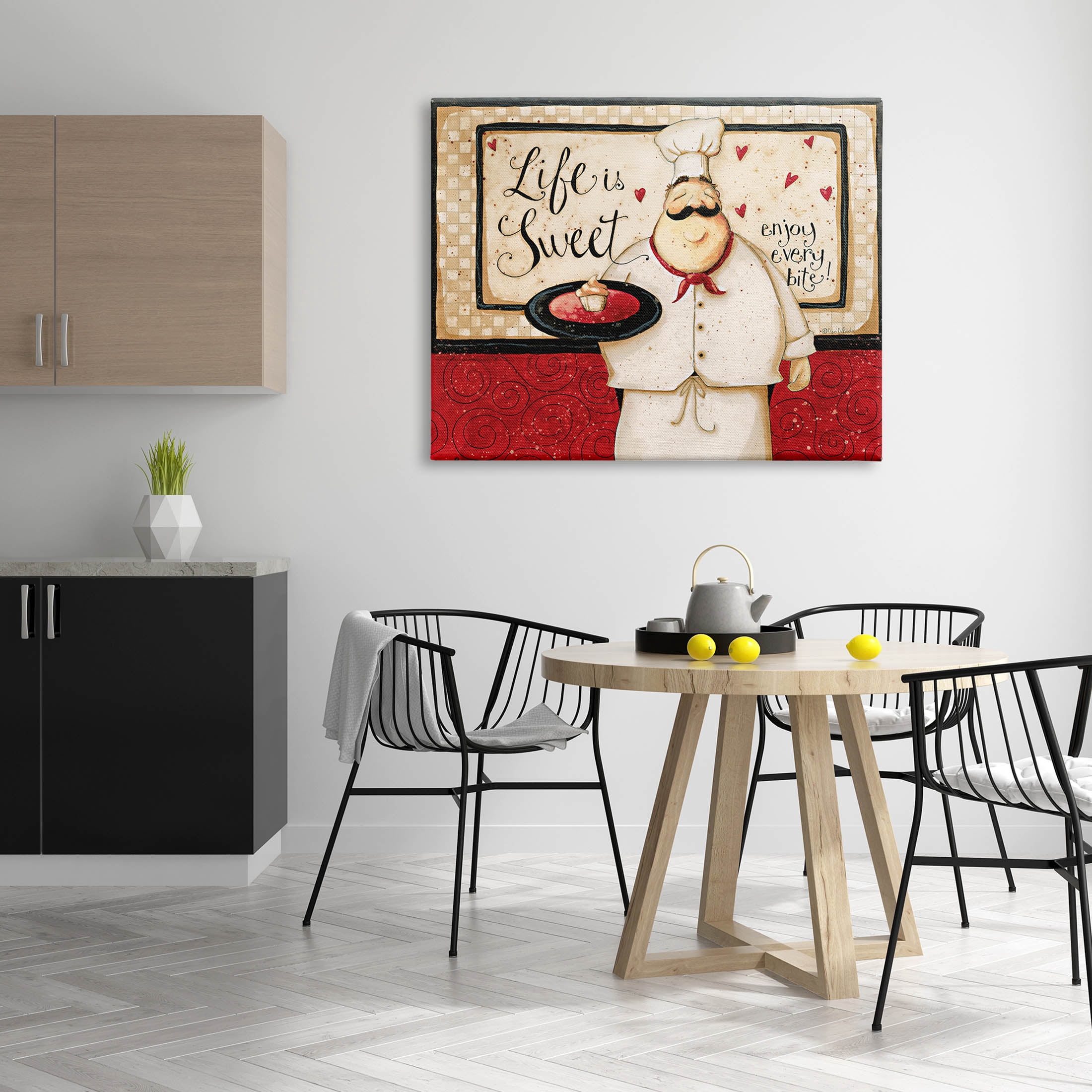 Life Is Sweet Enjoy Every Bite Phrase Food & Beverage Graphic Art Gallery Wrapped Canvas Print Wall Art