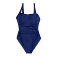 thumbnail image 3 of WREESH Womens One Piece Swimsuit Solid Color Swim Suits New Fashion Splicing Swimsuit Casual Bikini Swimsuit Features: Sleeveless Bathing Suits Dark Blue, 3 of 8