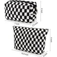 thumbnail image 6 of Pakyozj 2 Pieces Makeup Bag Large Checkered Cosmetic Bag Capacity Canvas Mix Travel Toiletry Bag Organizer Cute Makeup Brushes Aesthetic Accessories Storage Bag for Women, 6 of 7