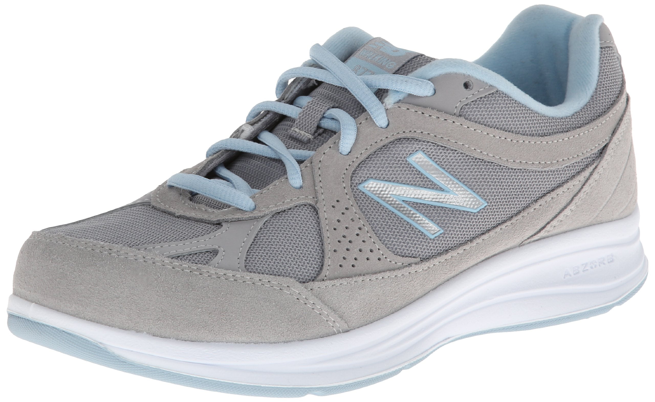New Balance Women's WW877 Walking Shoe, Silver/Blue, 6.5 D (Wide