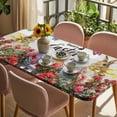 thumbnail image 3 of Spring Easter Bunny Table Cloths for 6 Foot Rectangle Tables, Grey Wooden Red Floral Easter Eggs Patio Waterproof Elastic Fitted Tablecloths, Washable Rectangular Table Cover for Camping, 3 of 8
