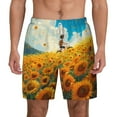 thumbnail image 3 of Uemuo Clear Sky Sunflower Pattern Mens Swim Trunks Quick Dry Board Shorts with Mesh Lining, Stretch Beach Shorts Quick Dry No-Chafing Board Shorts-Large, 3 of 9