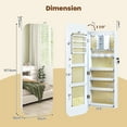 thumbnail image 3 of Gymax 6 LEDs Mirror Jewelry Cabinet w/Full-Length Rounded MirrorStorage Shelves Hooks White, 3 of 9