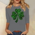 thumbnail image 4 of Aofany 3/4 Length Sleeve Womens Tops Irish Shamrock Print St Patricks Day Shirt Women Crew Neck Pullover Graphic Tee Tops Saint Patricks Day T Shirts, 4 of 4