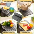 thumbnail image 3 of Silicone Dish Drying Mat for Kitchen Counter, Fast Drainage Design for Vegetables Fruits, Heat Resistant, Non-Slip , Dishwasher Safe – 15.7x13 inch, 3 of 6