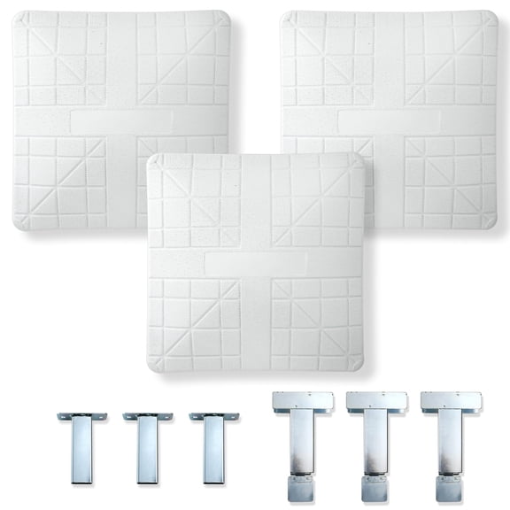 Cannon Sports Pro Molded Base Set of 3 for Baseball and Softball - 15" x 15" Molded Rubber with High-Density Foam Core Ground Anchored Bases - Includes 1st, 2nd, 3rd Base