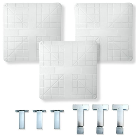 Cannon Sports Pro Molded Base Set of 3 for Baseball and Softball - 15" x 15" Molded Rubber with High-Density Foam Core Ground Anchored Bases - Includes 1st, 2nd, 3rd Base