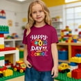 thumbnail image 5 of CUZIBR Boys Girls Graphic T-Shirt Print 100 Days Of School Letter Print Short Sleeve Casual Crewneck Tees For Kids Youth Soft Breathable Shirt Daily Wear Athletic Baggy Tops,Brick Red,3-4 Years, 5 of 6