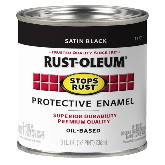 Rust-Oleum Stops Rust Brush On Paint - Satin Finish, Water-Resistant - 6 Pack, Half Pint Black