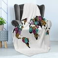 thumbnail image 4 of Floral World Map Soft Flannel Fleece Blanket, Continents with Rose Blossoms Shabby Form Display Delicate Vintage Petals, Cozy Plush for Indoor and Outdoor Use, 60" x 80", Multicolor, by Ambesonne, 4 of 5